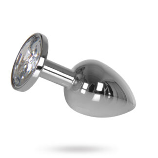 Analplugg med tyngd 145 g - Silver med Klar Sten