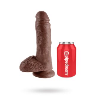 Dildo med Pung 22.5 cm - Brun