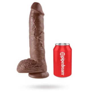 Dildo med Pung 27 cm - Brun