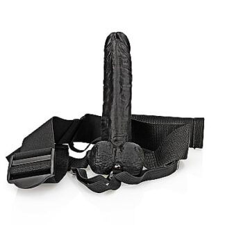 Hollow Strap-on with Balls 18 cm - Svart