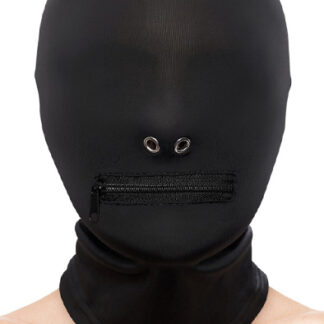 Zippered Mouth Hood Black