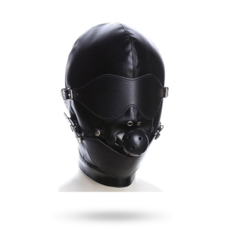 Slave Hood With Eye Mask & Breathable Gag Ball