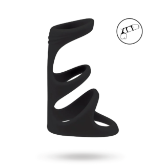 3 Loop Silicone Cockring - Black