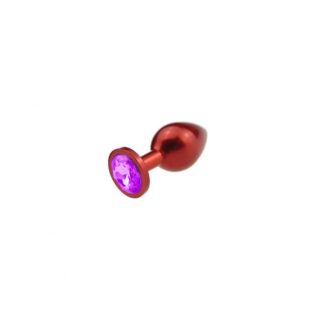 Buttplug - Anodized Red, purple jewel 34mm