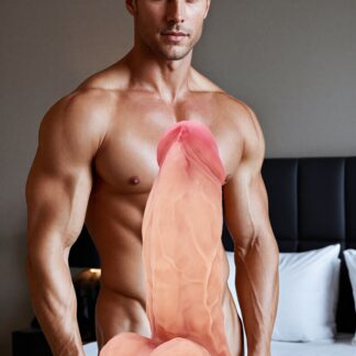Ultra-Realistisk Grov Silikon Dildo med Pung 21.5 cm