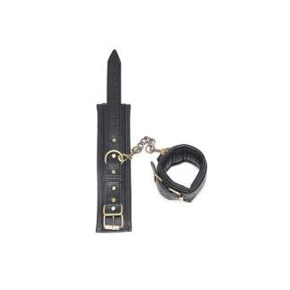 Leather Wrist Cuffs - Black & Gold