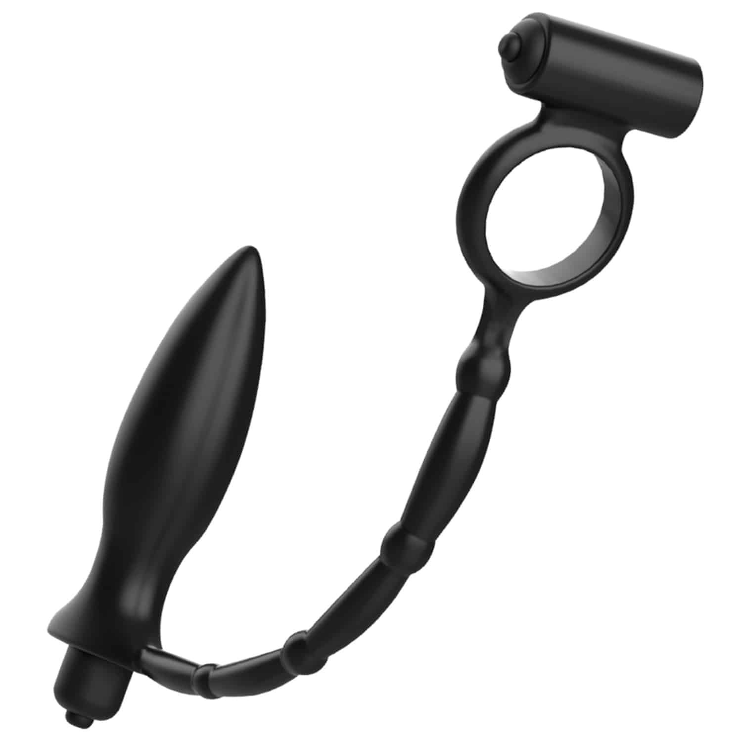 Addicted Toys - Analplugg & Penisring med Vibrator - Svart