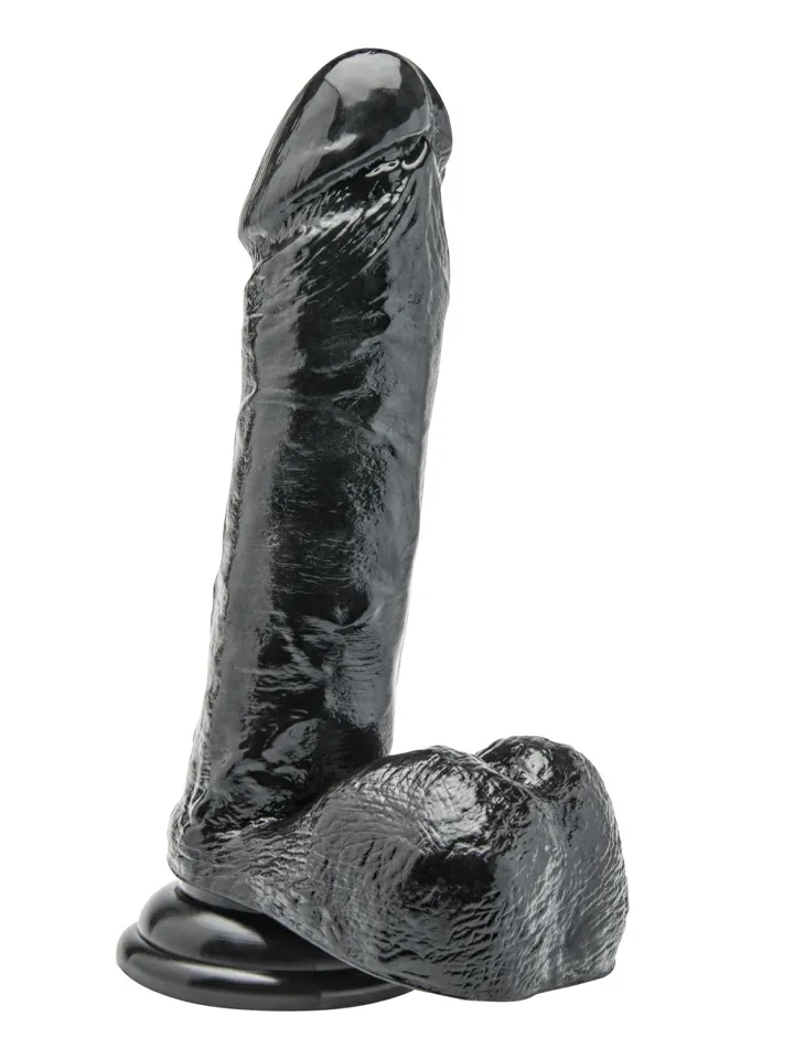 Get Real Dildo With Balls Black 18 cm