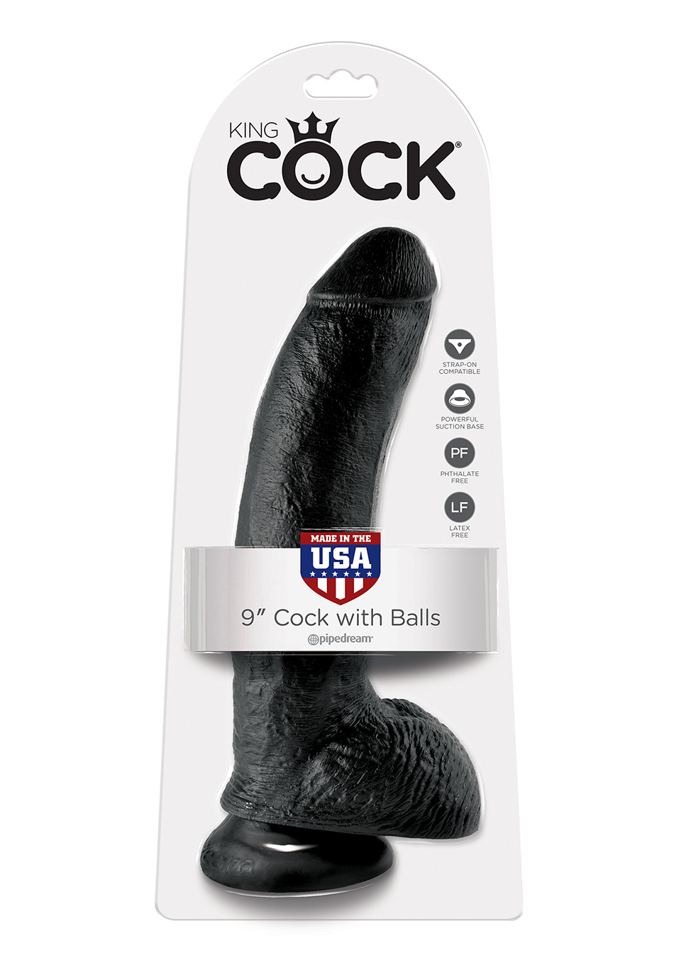 KING COCK 9 INCH W/ BALLS BLACK DILDO