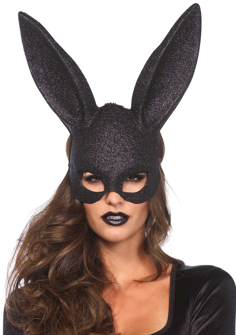 Leg Avenue Black Glitter Rabbit Mask