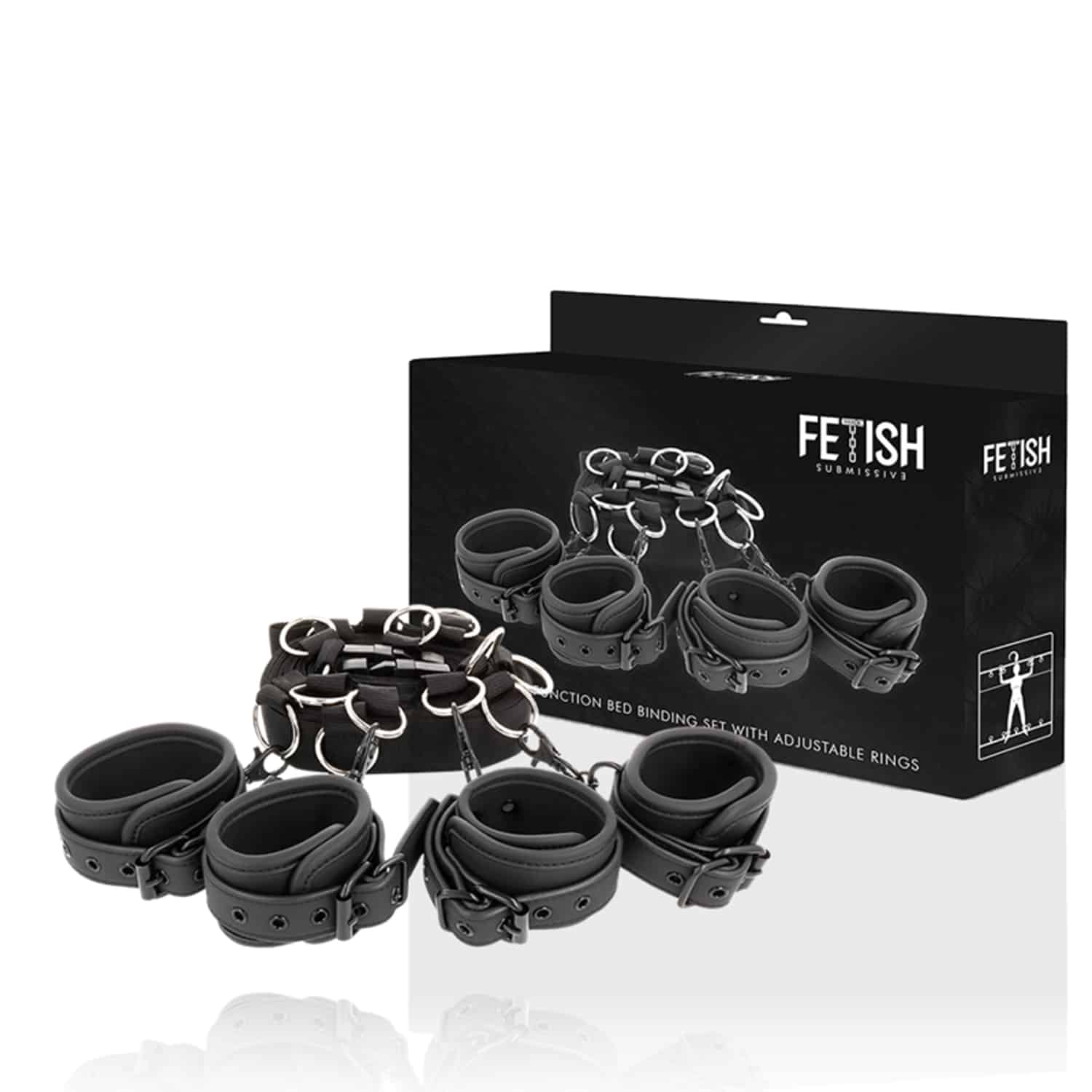 Luxury Bed Ties Set - Hand & Fotbojor i Veganskt läder som fästs på sängen - Svart