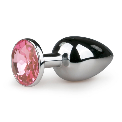 Lyxig Analplugg - Med ROSA Fake diamant - Metal Butt Plug No. 1 - Silver/Pink