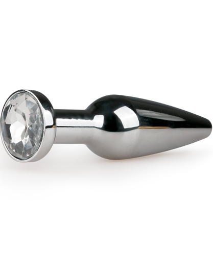 METAL BUTT PLUG NO. 9 - SILVER/CLEAR