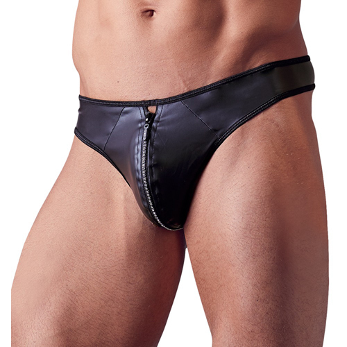 Men's G-string With Rhinestone Zip - XXL / Black