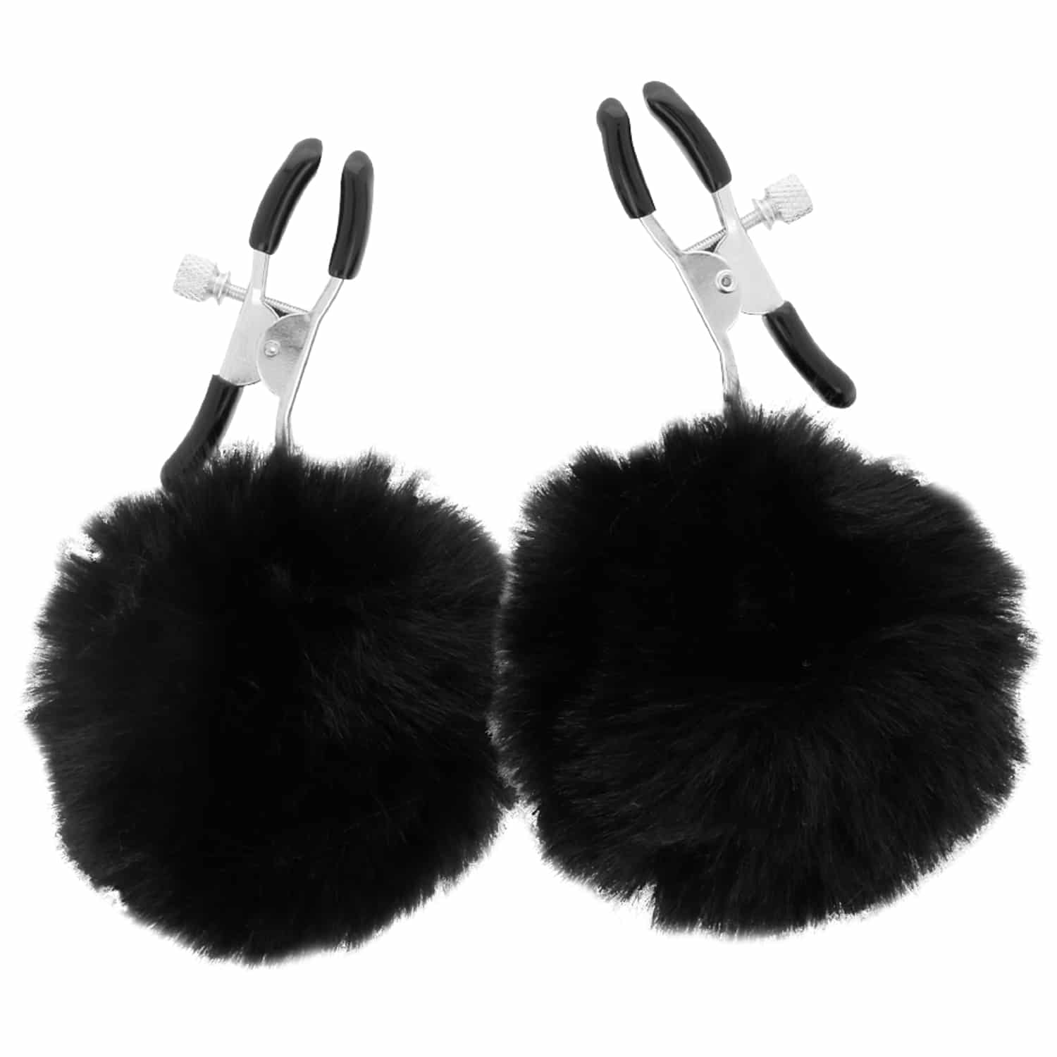 Nipple Clamps - Bröstklämmor med Pom Pomps - Svart