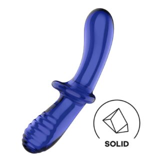Satisfyer - Double Crystal Glasdildo - Blå