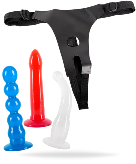 Strap on! Colour med 3 dildos